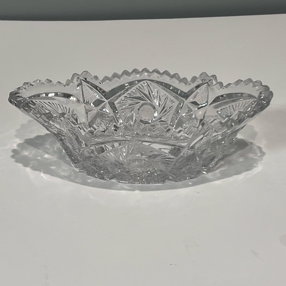 Antique American Brilliant Cut Crystal Bowl Sawtooth Edge